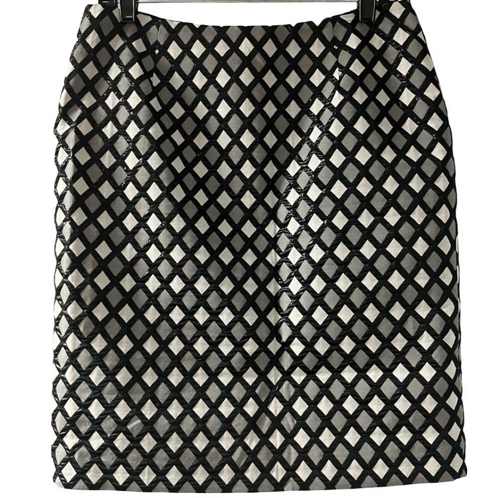 DONCASTER COLLECTION Women Black Gray Diamond Pattern‎ Pencil Skirt Size 8